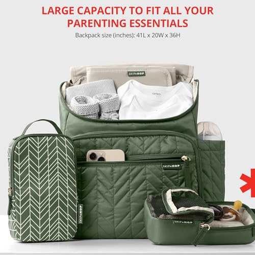 Image of Skip Hop Diaper Bag Backpack: Forma, Multi-Function Baby Travel Bag with Changing Pad & Stroller Attachment, Sage (Pack of 3)