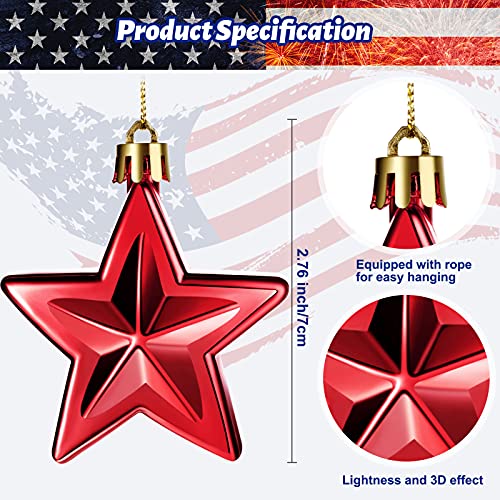 24 Pieces Christmas Hanging Star Decorations Hanging Ornaments Tree Hanging Decorations Star Pendant Tree Ornament Gift Decoration For Christmas (Red) #TOP2