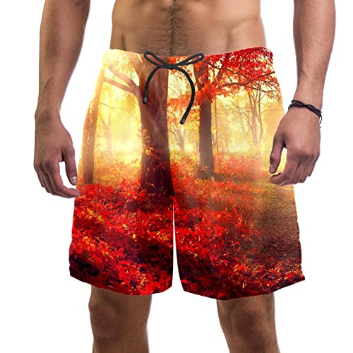 Maillots de bain pour hommes forêt d'automne JDEZ short de plage séchage ultra rapide