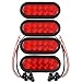(4) Trailer Truck LED Sealed RED 6" Oval Stop/Turn/Tail Light Marine Waterproof Including 3-pin Water Tight Plug with Wires and Grommet