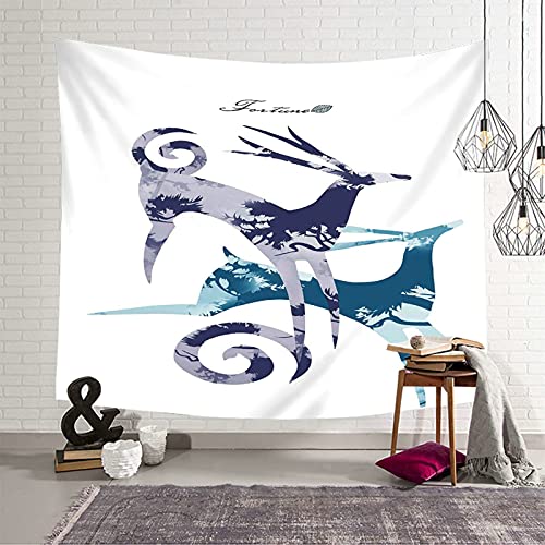 Tapiz de pared de dos bosques de 150 x 150 cm lila y azul: decoración textil polivalente