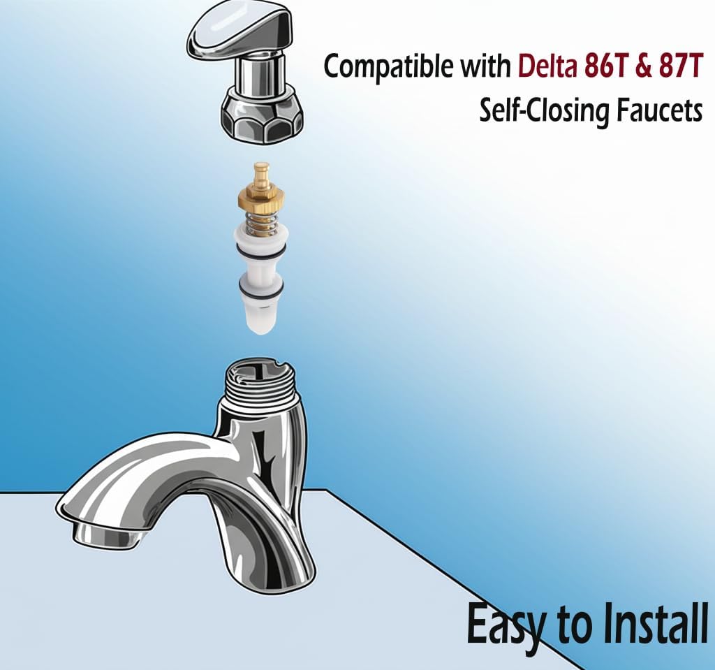 ALITZ RP72773 Replacement Cartridge – Compatible with Delta 87T, 86T, 87T105, 87T107 Self-Closing Faucets – Brass Faucet Cartridge for Commercial & Home Use (1)