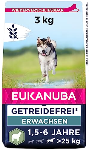 Eukanuba Hundefutter getreidefrei mit Lamm für große Rassen - Trockenfutter für ausgewachsene Hunde, 3 kg