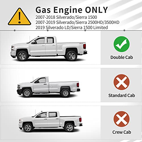 Oedro 6.5" Running Boards Compatible With 07-18 Silverado/Sierra 1500 (Inc. 19 Ld/Limited); 07-19 2500Hd/3500Hd (Double & Extd Cab), Aluminum Side Steps Nerf Bars, Black Textured #TOP1