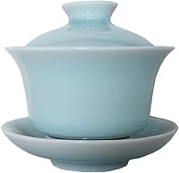 Vista 1 de Gaiwan Kung Fu - Juego de tazas de té y platillo de porcelana con tapa, 5 onzas (azul cielo)