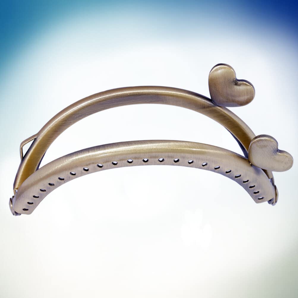 SUPVOX 10psc 8.5cm Marco Monedero Cierre Semicírculo Con Corazón Metal Cierre De Boquilla Retro Para Fabricación De Monederos