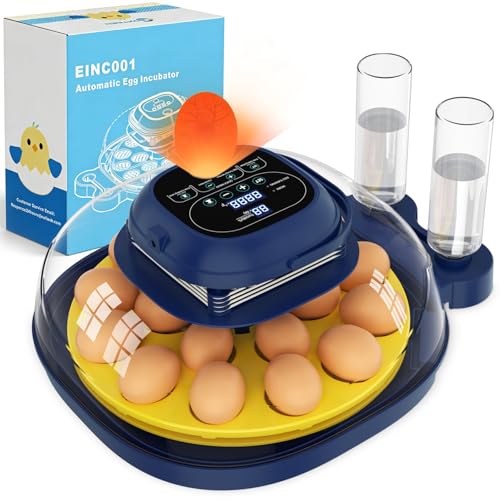 Egg Incubators for Hatching Eggs, Temperature & Humidity Control, Automatic Egg Turning for Hatch Chicken Duck Quail Pigeon Pheasant Partridge Home Classroom Lab with Water Bottle&Air Vent, 18 Eggs