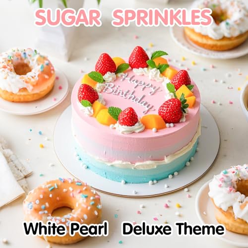 Image of Edible White Pearl Sprinkles for Cake Decorating,130g /4.58oz,Edible Pearls Sugar Sprinkle Mix Size,Baking Candy Decorations,Cupcake Toppers,Cookie Donuts Ice Cream Dessert Decorating,Wedding Birthday Party