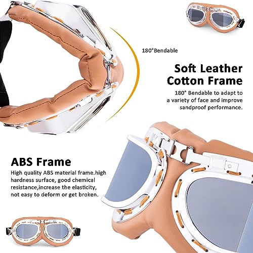 Image of Peicees Vintage Helmet Goggles Motorcycle Goggles Bike Motorcross Pilot Goggle