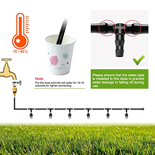 190 PCS 1/4" Plastic Barbed Tee Connector, VooGenzek Barbed Tee Fittings for 4/7mm Garden Hose - Image 4