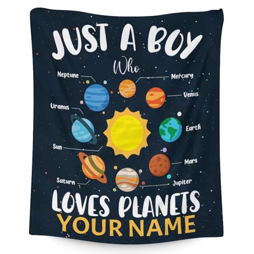 Custom Planet Blanket with Name for Boys - Soft, Fuzzy & Cozy - 50