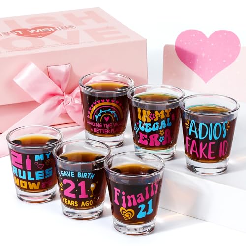21st Birthday Gifts for Her, Unique Shot Glasses Set -