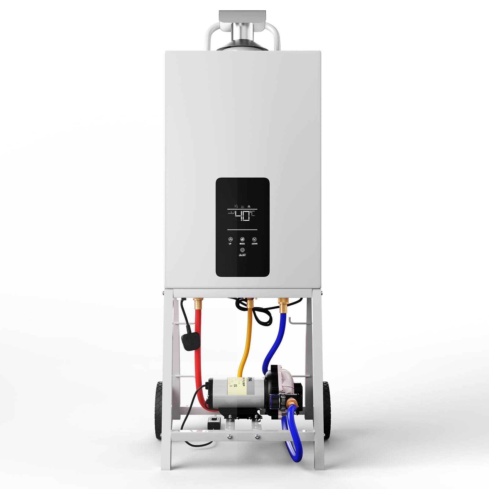 31kW Propangas-Poolheizung – Extrem Schnelles Aufheizen für Aufstellpool, Hot Tub& Spa, Tragbarer Außen-Wassererhitzer mit digitalem Thermostat, integrierter Duschfunktion & Rädern