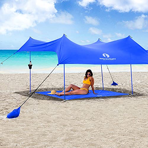 Red Suricata Family Beach Tent & Beach Canopy, Matching Sand Free Beach Mat Blanket & 2 Beverage Holders Bundle - Upf50 Uv Sun Shade Shelter (Large, Blue) #TOP1
