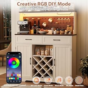 Farmhousecoffeebarstationcabinetwithledlightandpoweroutletsideboardbuffetcabinetswithadjustableshelveswoodcoffeebartablewithwineandstorageforlivingroomwhite Urban Country Home Decor Farmhouse coffee bar station cabinet with led light and power outlet sideboard buffet cabinets with adjustable shelves wood coffee bar table with wine and storage for living room white urban country home decor