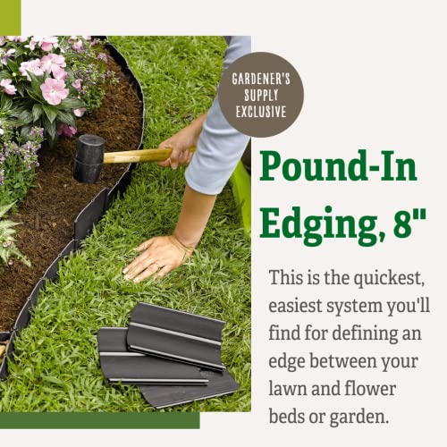 Gardener\'s Supply Company Easy Pound-in Landscape Edging Kit | Outdoor Interlocking Garden Border | Made with Weatherproof Recycled Plastic - 8\" Tall, 20\' Long