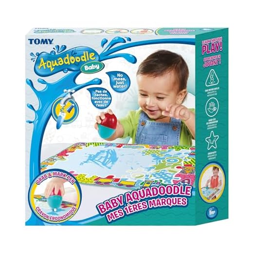 AquaDoodle Tomy - Mes 1ères Marques, Tapis de Dessin à l'eau pour Bébé, Jeu Officiel de Tomy de Coloriage et de Dessin, Non salissant, Tapis pour Bébés, Garçons et Filles, Multicolore