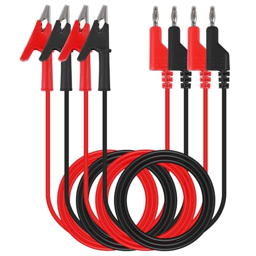 Image of 4PCS Stackable 4MM Banana Plug to Alligator Clip Test Lead Wire Cable Banana Plug Test Lead for Electrical Test(2 Red and 2 Black)