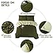 HIG 3pc Olive Green Queen Comforter Set - All Season Reversible Down Alternative Comforter with Two Shams - Quilted Duvet Insert with Corner Tabs - Box Stitched - Breathable, Soft, Fluffy