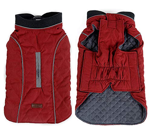 Penivo Chaqueta de 6 Colores para Mascotas Ropa para Perros Repelente al Agua, Ropa Abrigada de Invierno Abrigos Reversibles para Perros pequeños medianos (XXL, Rojo)