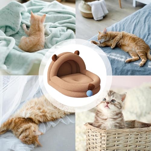 Lit grotte chat niche pour animal semi-fermée capybara peluche amovible - 5