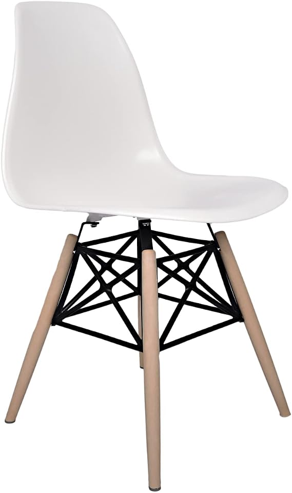 Eames Plastik Kafesli Sandalye - Cafe Balkon Mutfak Sandalyesi (4, Beyaz)