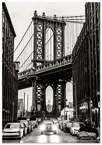 Panorama Póster Puente de Manhattan Nueva York 70x100cm - Impreso en Papel 250gr - Póster Pared - Láminas para Enmarcar - Cuadros Decoración Salón - Pósters Decorativos Cover