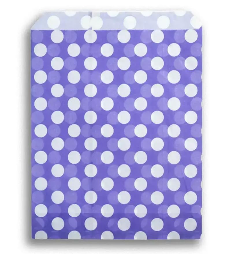 Ezkart Assorted Striped Candy Paper Bags - Perfect for Wedding Cakes Kids Parties & Popcorn; Purple Polka Dot, 100 Bags - Image 3