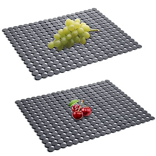 Qulable 2 Stück Küchenspüle Matte für Edelstahl/Keramik-Spülbecken, PVC, umweltfreundlicher Schutz für den Boden der Küchenspüle, verstellbar, Punkte-Design, 30.8x30.7 cm (einfarbig)