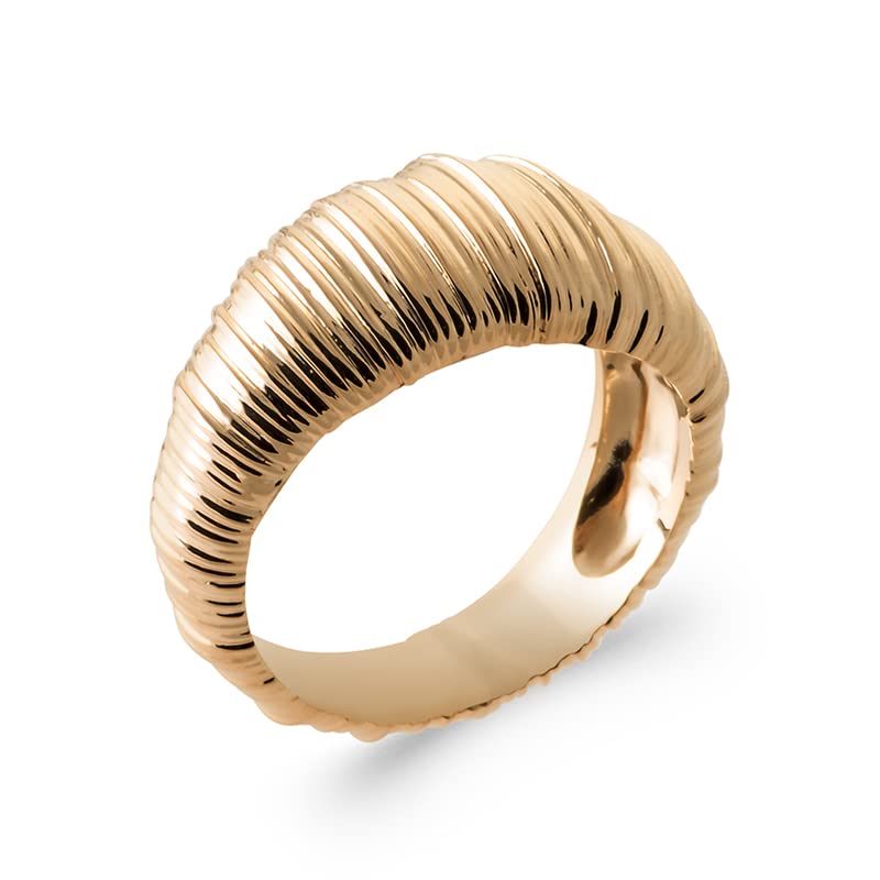 Bague en plaqué or 18 carats avec finition effet tissu froissé de 10 mm