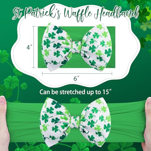 YanJie 6" St.Patrick's Day Headbands Baby Green Bow Clover Shamrock Printed Bows Baby Girl Bows Newborn Headbands Hair Accessories Newborn Infant4
