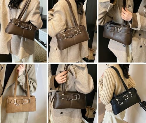 Vintage Winter Trendy Belt Underarm Bag Solid Simple Durable Handbag Commute Party Shoulder Bag for Women 20252