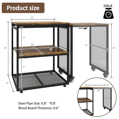 Image of Natwind 24''x20'' Large Printer Stand,Extendable Home Craft Table,Retro