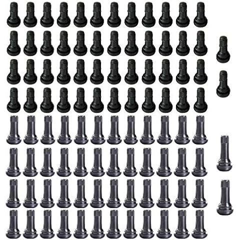 QISF 100Pcs TR413 and TR414 Snap-in Standard Length Black Rubber Tire Valve Stem for Tubeless 0.453” Inch 11.5mm Rim Holes(50Pcs TR413 + 50Pcs TR414) Cover