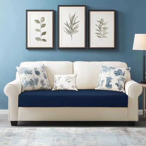 Image of Chunyi Jacquard Polyester Spandex Cushion Slipcover (Loveseat Cushion, Dark Blue)