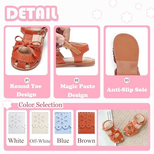 Image of Flaryzone Girls Sandals Closed Toe Summer Flats Dress Sandals Shoes Toddler /Little Kid