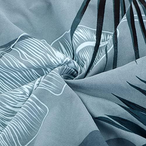 BTSKY Pack of 6 Stretch Printed Dining Room Chair Seat Covers with Ties - Removable Washable Anti-Dust Kitchen Chair Seat Chair Cushion Cover Slipcovers Protector, Light Blue(No Chair)