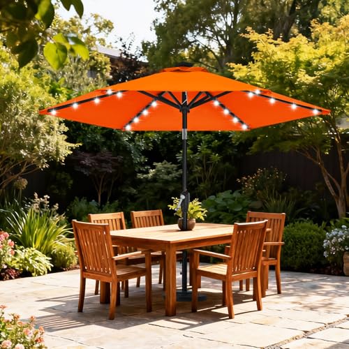 Image of ABCCANOPY Durable Solar Led Patio Umbrellas with 32LED Lights 7.5FT (Orange)