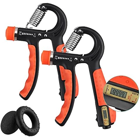 VINTEAM Electronic Hand Grip Strengthener, 4 pcs Wrist Strengthener with 5-60KG Adjustable Resistance Forearm Strengthener Electronic Counting up to 9999 Cover