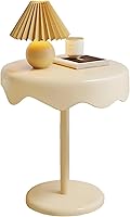 Vista 10 de YVYKFZD Round Side Table, Unique Couch End Table, Snack Sofa Table with Metal Legs, Minimalist Nightstand Accent Tables, for Living Room, Milky White