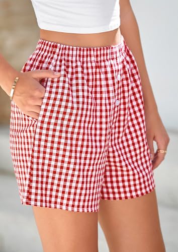 Image of PRETTYGARDEN Womens Summer Gingham Boxer Shorts