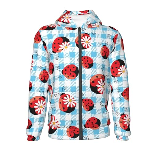 Flowers and Lady Bugs Kid Hoodies Boys Zip Up Sweatshirts Girls Pullover with Pocket2
