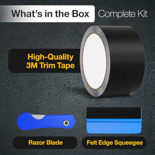 Image of 3M Black Out Trim Chrome Delete Vinyl Wrap Kit | 25ft Roll of 3m Scotchprint 2080 | Felt Edge Squeegee and Razor Blade Included (Satin, 2 inch by 25ft)