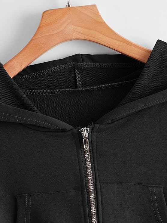Image of Fashionable Women's Cropped Zipper Hoddie for Winter