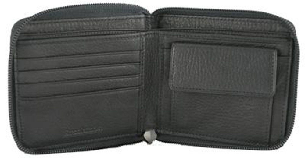 Mens Zip Coin Bifold Wallet (Black)