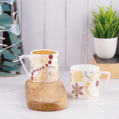Image of Dandy Lines Puja Ajmer Coffee Mugs for Hot & Cold Coffee, Milk & Tea Cup, Ceramic, Pack of 6, Microwave & Dishwasher Safe, Great for Home Use & Gifting