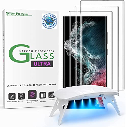 Image of Advanced HD Border less UV Tempered Glass Screen Protector Designed for Samsung Galaxy S22 Ultra Full Screen Coverage with Easy Installation Kit