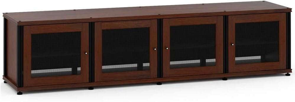Salamander Synergy 247 Quad-Width AV Cabinet with Black Posts Dark Walnut