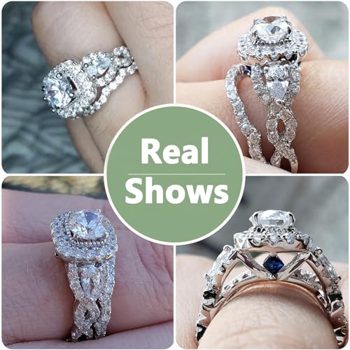 Newshe Jewellery 5A Cz Engagement Wedding Ring Set for Women 925 Sterling Silver 2.4ct Round Pear White Size 4-132