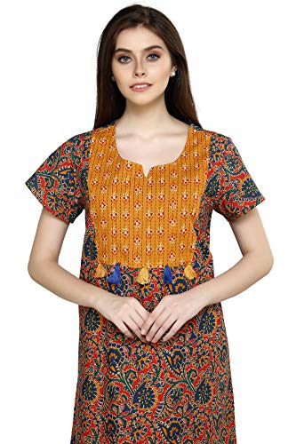 Image of Evolove Women's Cotton Long Maxi Night Gown Nighty Dress with Pocket, Super Soft Comfortable (LNG-Cotton-2)